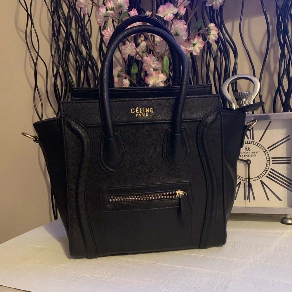 Black mini luggage tote